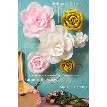 MEJOY Paper Flower Decorations for Wall - Large Flower Wall Decor - White Pink Paper Flowers Wall De...