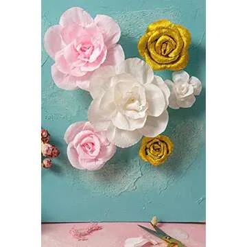 MEJOY Paper Flower Decorations for Wall - Large Flower Wall Decor - White Pink Paper Flowers Wall Decor for Birthday Wedding Backdrop Baby Nursery Wall Decor Baby Showers