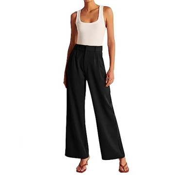 KUNMI Women's High Waisted Wide Leg Dress Pants