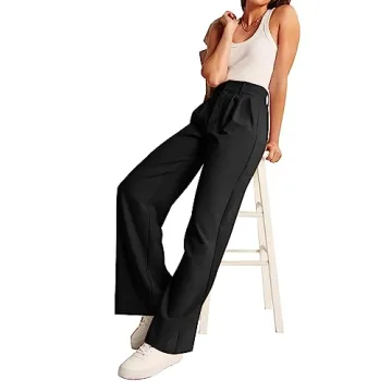 KUNMI Women's High Waisted Wide Leg Dress Pants
