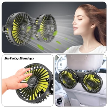 Wowok Dual Head USB Car Fan for Rear Seat Cooling