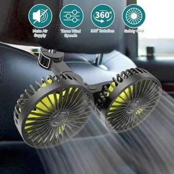 Wowok Dual Head USB Car Fan for Rear Seat Cooling