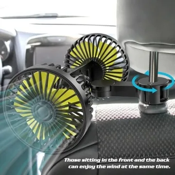 Wowok Dual Head USB Car Fan for Rear Seat Cooling