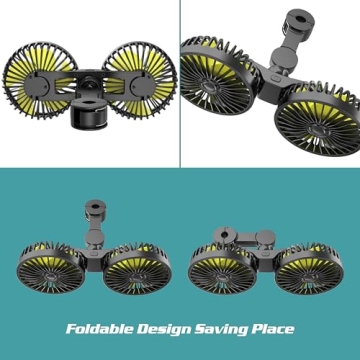 Wowok Dual Head USB Car Fan for Rear Seat Cooling