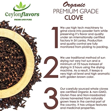 CeylonFlavors 3.5oz Organic Whole Cloves - Fresh & Pure