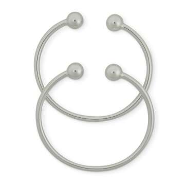 NYCFASHIONJEWELS Ball Cuff Bangles, Cuff Bracelet Set of 2, Silver, Medium