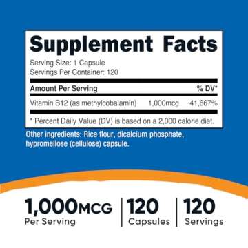 Nutricost Vitamin B12 (Methylcobalamin) 1000mcg, 120 Capsules - Vegetarian, Non-GMO & Gluten Free B1...