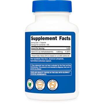Nutricost Vitamin B12 (Methylcobalamin) 1000mcg, 120 Capsules - Vegetarian, Non-GMO & Gluten Free B12 Supplement
