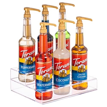 Acrylic Bottle Holder Wine Display Riser | 6 Bottles, 2 Tier Rack | Bar Counter-Top Display Stand | ...