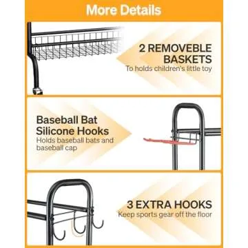 EXTCCT Basketball Rack for Easy Sports Gear Organization