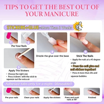 Short French Press on Nails with Colorful Designs - KXAMELIE