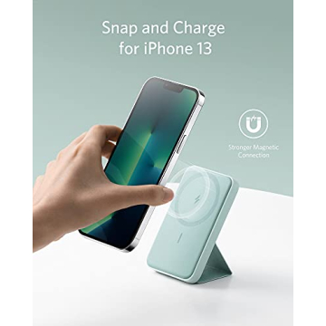 Anker 622 Magnetic Wireless Portable Charger (MagGo), 5000mAh Foldable Magnetic Battery and USB-C for iPhone 13/12 Series (Buds Green)