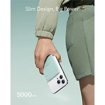 Anker 622 Magnetic Wireless Portable Charger (MagGo), 5000mAh Foldable Magnetic Battery and USB-C for iPhone 13/12 Series (Buds Green)