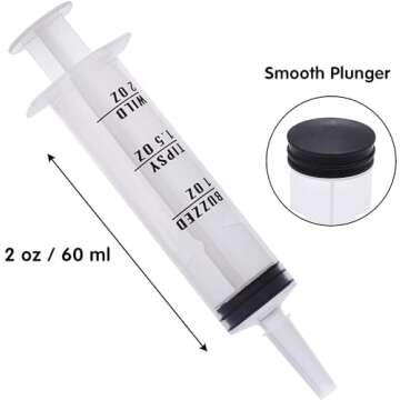 JOYIN 36 PCs 60ml Charge Plastic Syringes, 2 oz Reusable Container Tubes with Caps & Individually Wrapped; Easy-Grip Caps for Halloween Party Favor