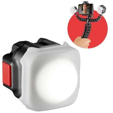 JOBY Beamo LED Light for Smartphone and Mirrorless Camera - Compact, Wireless Charging, Bluetooth, W...