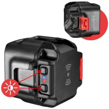 JOBY Beamo LED Light for Smartphone and Mirrorless Camera - Compact, Wireless Charging, Bluetooth, Waterproof, for Vlogging, Photo and Video Content Creation