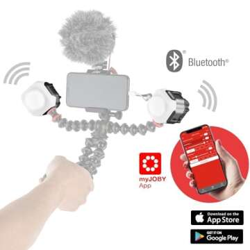 JOBY Beamo LED Light for Smartphone and Mirrorless Camera - Compact, Wireless Charging, Bluetooth, Waterproof, for Vlogging, Photo and Video Content Creation