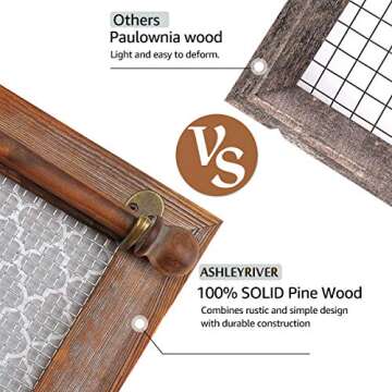 ASHLEYRIVER Wall Mounted Rustic Wood Jewelry Organizer Holder with Hooks Shelf for Hanging Earrings Necklaces Bracelets Other Accessories-Rustic