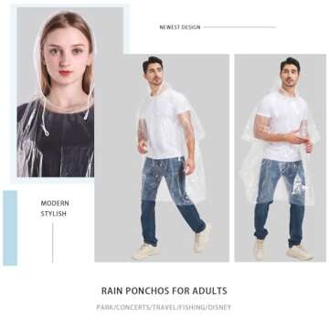 TUNCHMO Disposable Rain Ponchos Family 6 Pack Adults kids 50% Extra Thicker Emergency Ponchos with Hood
