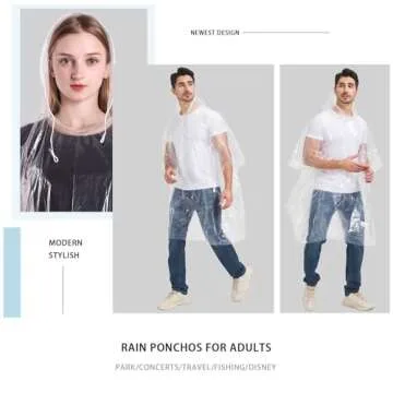 TUNCHMO Disposable Rain Ponchos Family 6 Pack Adults kids 50% Extra Thicker Emergency Ponchos with Hood
