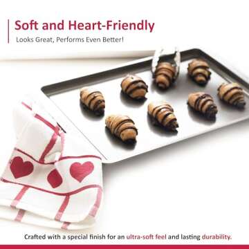 Valentines Kitchen Towels 100 Percent Cotton - 425GSM - Set of 3 – Super Absorbent Dish Towels – Red Valentines Hand Towels – Valentines Day Kitchen Towels – Valentines Day Decorations – 16x24 inches