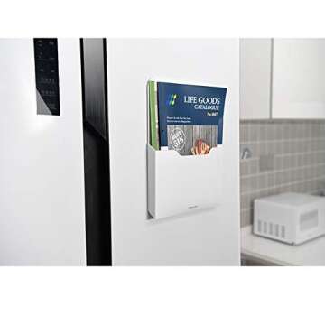 Magnetic File Holder - Magnetic Paper Holder, Pocket Organizer Office Supplies Storage Mail Organizer for Notebooks,Planners,Letter (1 Pack)