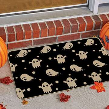 Baccessor Halloween Funny Ghost Doormat Rug Indoor Outdoor, Trick or Treat Fall Front Black Door Mat...