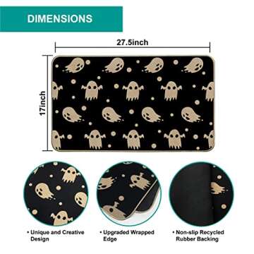 Baccessor Halloween Funny Ghost Doormat Rug Indoor Outdoor, Trick or Treat Fall Front Black Door Mat Welcome Anti-Slip for Entrance Holiday Seasonal Kitchen Floor Decortion 17 x 28 Inch