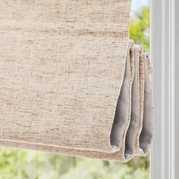 DEJAVU Blackout Roman Shades for Windows, Cordless Linen Fabric Roman Window Shades, Custom Light Filtering Roman Blinds for Doors, Kitchens, Bedroom, Living Room, Pure Linen