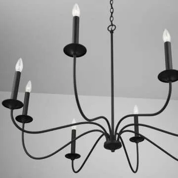 Capital Lighting 437281BI Vincent Classic/Traditional Large Candle Round Chandelier, 8-Light 480 Total Watts, 30" H x 40" W, Black Iron