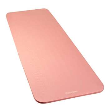 Retrospec Solana Yoga Mat 1" Thick w/Nylon Strap for Men & Women - Non Slip Excercise Mat for Yoga, Nude, 1 inch