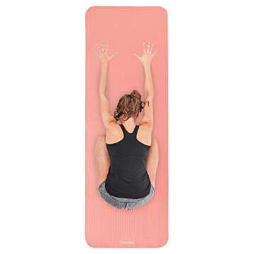 Retrospec Solana Yoga Mat 1" Thick w/Nylon Strap for Men & Women - Non Slip Excercise Mat for Yoga, Nude, 1 inch