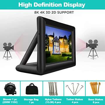 GYUEM 20 feet Inflatable Portable Projector Movie Screen - Huge Air-Blown Cinema Projection Screen P...
