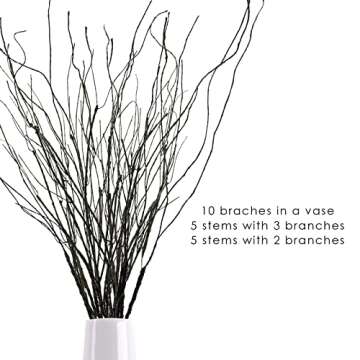 Ruidazon 10Pcs 30.7" Curly Willow Branches, Artificial Flowers Twigs Decorative Sticks Stem, Dry Bendable Tree Branches for DIY Craft Home Room Wedding Floor Vase Garden Farmhouse Decor