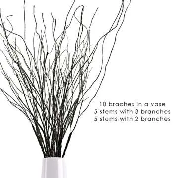 Ruidazon 10Pcs 30.7" Curly Willow Branches, Artificial Flowers Twigs Decorative Sticks Stem, Dry Bendable Tree Branches for DIY Craft Home Room Wedding Floor Vase Garden Farmhouse Decor