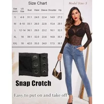 Avidlove Womens Sheer Mesh Bodysuit Long Sleeve Chic Style