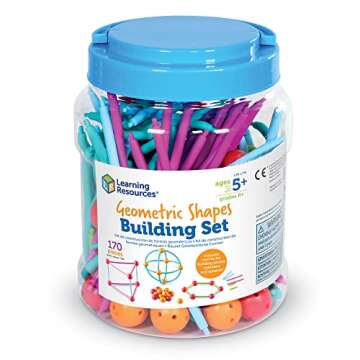 Learning Resources Geometric Shapes Building Set, Early Math Skills, Back to School Activities, Classroom Games for Teachers, 170 Piece Set, Ages 5+