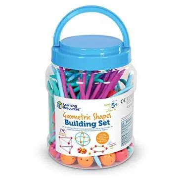 Learning Resources Geometric Shapes Building Set, Early Math Skills, Back to School Activities, Classroom Games for Teachers, 170 Piece Set, Ages 5+
