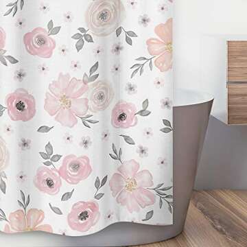 Elegant Blush Pink Floral Shower Curtain for Your Bathroom