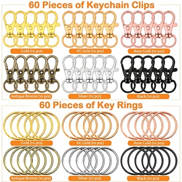 Amazing 120pcs Key Chain Clip Hooks for Crafts and DIY