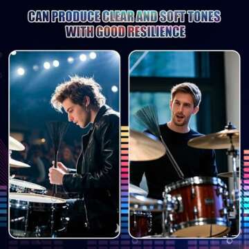 1 Pair Ahviesli Drum Brushes Retractable with Rubber Handles, Percussion Brushes & Drum Brush for Jazz, Rock, Acoustic – Compact & Portable with Storage Bag