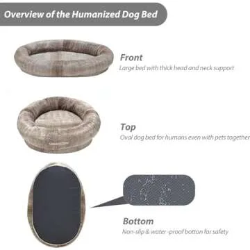 Homguava Large Human Dog Bed 72"x48"x10" Human-Sized Big Dog Bed for Adults&Pets Giant Beanbag Bed with Washable Fur Cover,Blanket and Strap(Large, Gradient Brown)