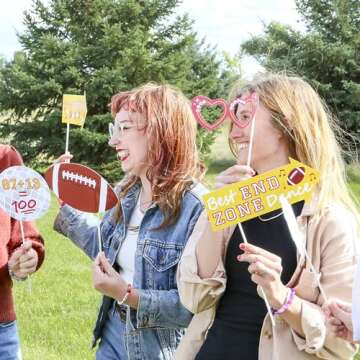 Big Dot of Happiness Funny in My Football Era - Red and Gold Sports Party Photo Booth Props Kit - 10 Piece