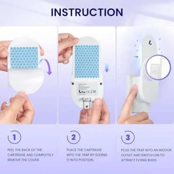 LiBa Fly Trap Indoor for Home, Plug-in Flying Insect Trap for Flies, Fruit Flies, Moths, Gnats, Mosquito Killer Insect Catcher Fly Tapper with 3 Refill Glue Cards for Home Office