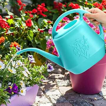Fasmov 1-Gallon Watering Can with Long Spout and Handle