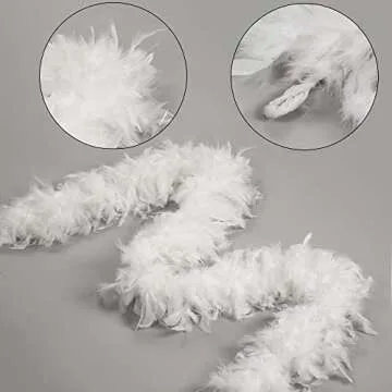 Larryhot 45g White Feather Boa - 2 Yards Turkey Boa Feathers for Party Bulk,Christmas,Wedding Centerpieces,Costume,Concert,Pet and Home Decoration(45g-White)