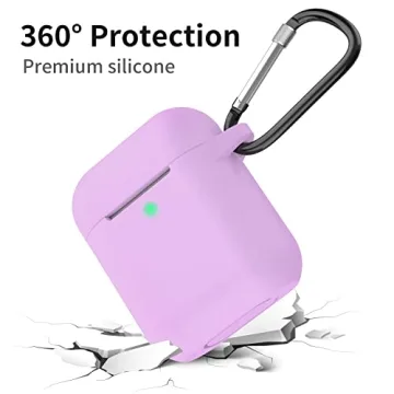 SATLITOG Case Cover with Secure Lock Keychain, Protective Silicone Cover Compatible with Apple AirPods 2nd & 1st Charging Case - Light Purple