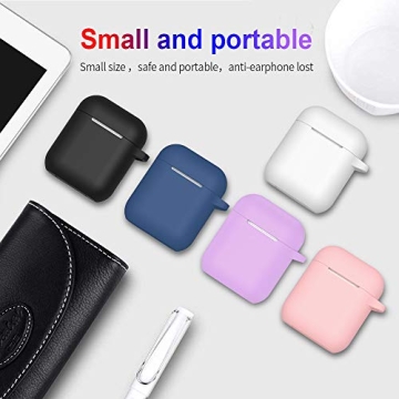 SATLITOG Case Cover with Secure Lock Keychain, Protective Silicone Cover Compatible with Apple AirPods 2nd & 1st Charging Case - Light Purple