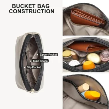 BOSTANTEN Bucket Bag Vegan Leather Shoulder Purses for Women Trendy Adjustable Strap, Black