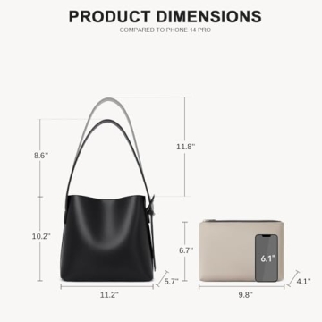 BOSTANTEN Bucket Bag Vegan Leather Shoulder Purses for Women Trendy Adjustable Strap, Black